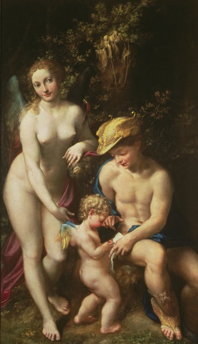 金星と水星とキューピッド（「愛の学校」）、1525年 作： Antonio da Correggio